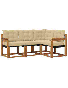 Set di divani con cuscino 4 pcs Naturale e Beige 2