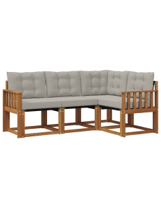 Set di divani con cuscino 4 pcs Grigio Naturale e Chiaro 2