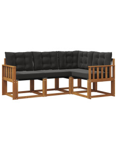 Set di divani con cuscino 4 pcs Naturale e Nero 2