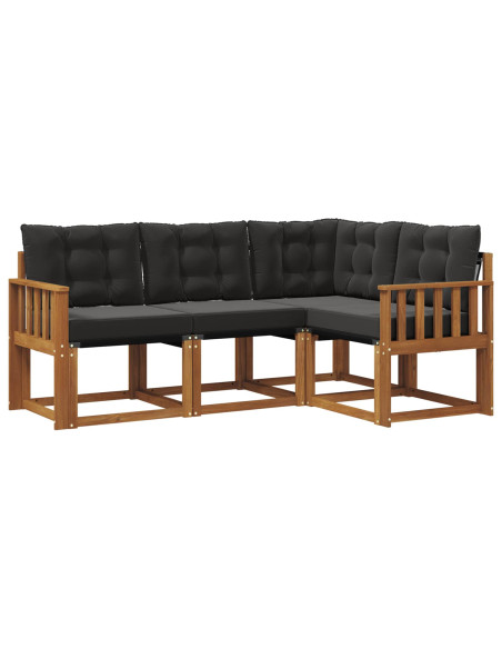 Set di divani con cuscino 4 pcs Naturale e Nero