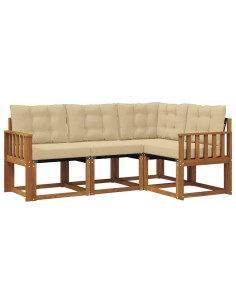 Set di divani con cuscino 4 pcs Naturale e Beige 2