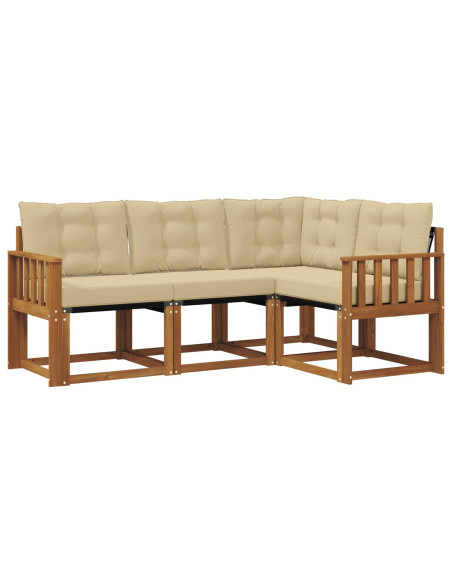 Set di divani con cuscino 4 pcs Naturale e Beige