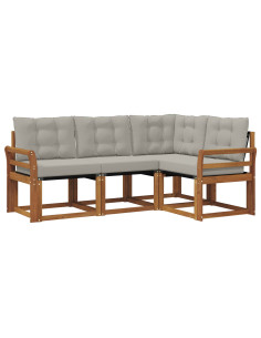 Set di divani con cuscino 4 pcs Grigio Naturale e Chiaro 2