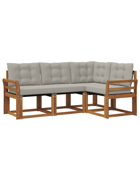 Set di divani con cuscino 4 pcs Grigio Naturale e Chiaro