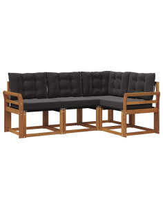 Set di divani con cuscino 4 pcs Naturale e Nero 2