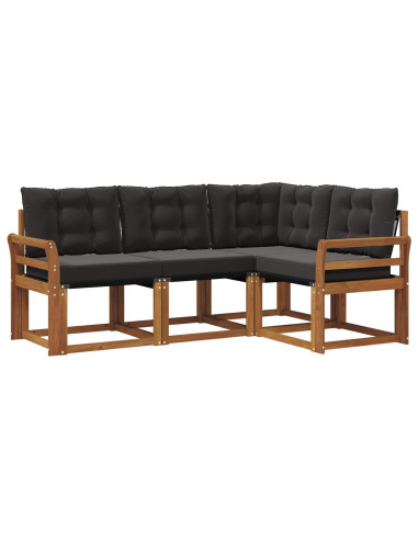 Set di divani con cuscino 4 pcs Naturale e Nero