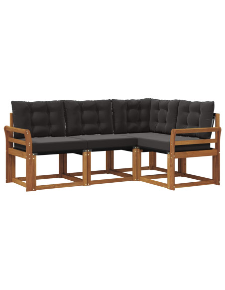 Set di divani con cuscino 4 pcs Naturale e Nero