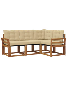 Set di divani con cuscino 4 pcs Naturale e Beige 2