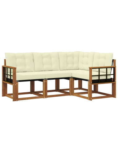 Set di divani con cuscino 4 pcs Naturale e Crema