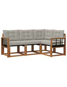 Set di divani con cuscino 4 pcs Grigio Naturale e Chiaro 2