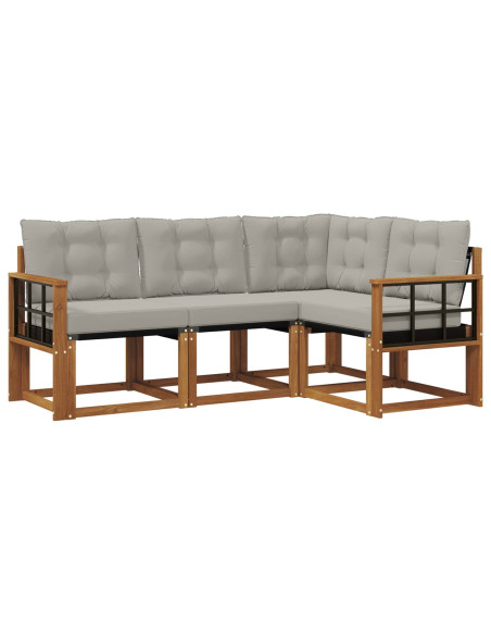 Set di divani con cuscino 4 pcs Grigio Naturale e Chiaro