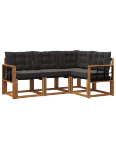 Set di divani con cuscino 4 pcs Naturale e Nero 2