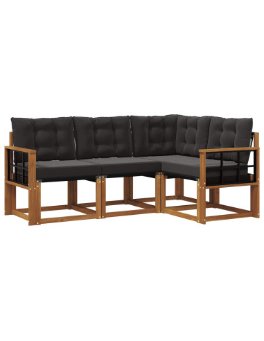 Set di divani con cuscino 4 pcs Naturale e Nero