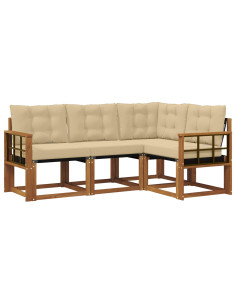 Set di divani con cuscino 4 pcs Naturale e Beige 2