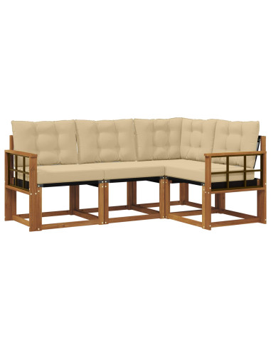 Set di divani con cuscino 4 pcs Naturale e Beige
