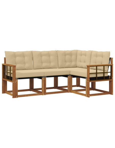 Set di divani con cuscino 4 pcs Naturale e Beige