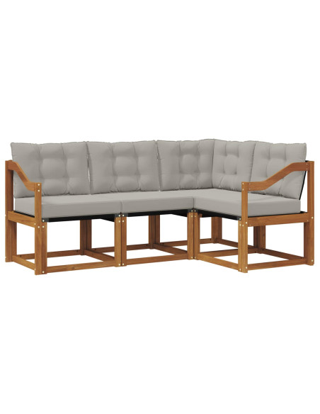 Set di divani con cuscino 4 pcs Grigio Naturale e Chiaro