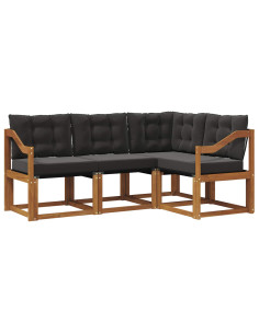 Set di divani con cuscino 4 pcs Naturale e Nero 2