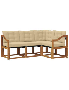 Set di divani con cuscino 4 pcs Naturale e Beige 2