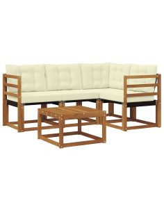 Set di divani con cuscino 5 pcs Naturale e Crema 2