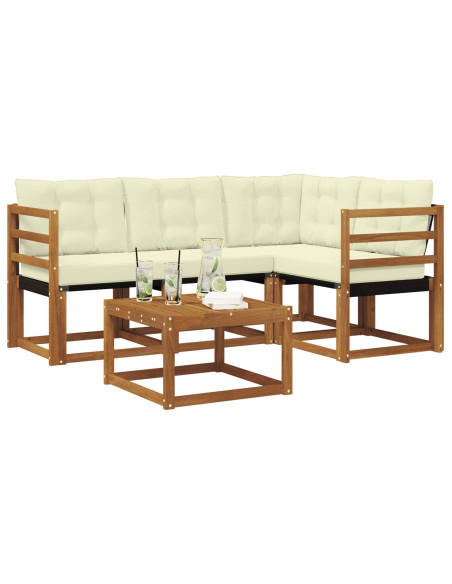 Set di divani con cuscino 5 pcs Naturale e Crema