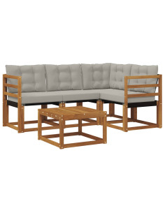 Set di divani con cuscino 5 pcs Grigio Naturale e Chiaro 2