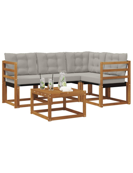 Set di divani con cuscino 5 pcs Grigio Naturale e Chiaro