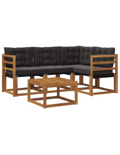 Set di divani con cuscino 5 pcs Naturale e Nero 2