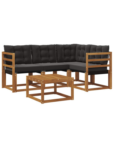 Set di divani con cuscino 5 pcs Naturale e Nero