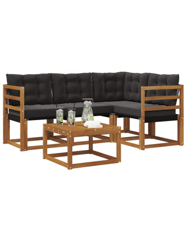 Set di divani con cuscino 5 pcs Naturale e Nero