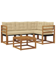 Set di divani con cuscino 5 pcs Naturale e Beige 2
