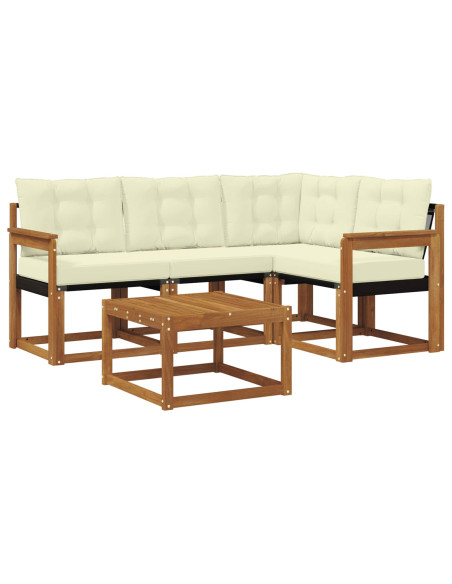 Set di divani con cuscino 5 pcs Naturale e Crema