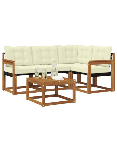Set di divani con cuscino 5 pcs Naturale e Crema