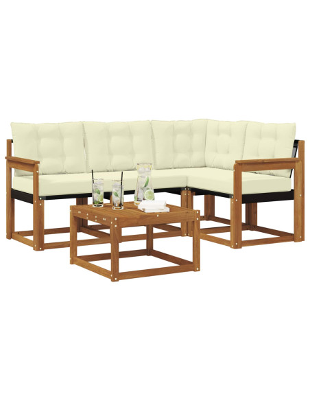 Set di divani con cuscino 5 pcs Naturale e Crema