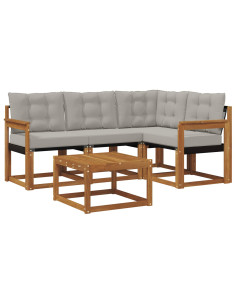 Set di divani con cuscino 5 pcs Grigio Naturale e Chiaro 2