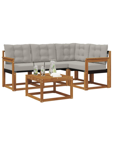 Set di divani con cuscino 5 pcs Grigio Naturale e Chiaro