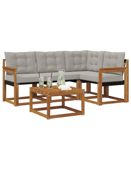 Set di divani con cuscino 5 pcs Grigio Naturale e Chiaro