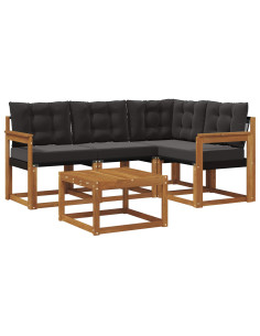 Set di divani con cuscino 5 pcs Naturale e Nero 2