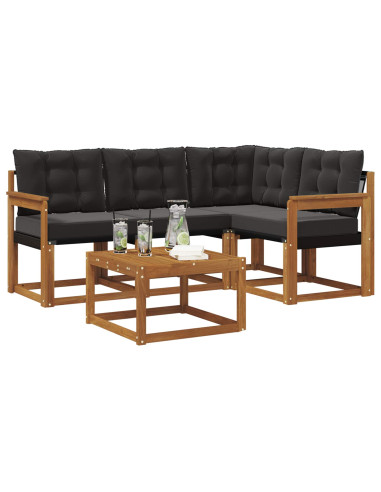 Set di divani con cuscino 5 pcs Naturale e Nero