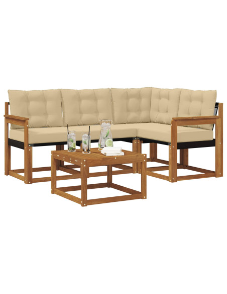 Set di divani con cuscino 5 pcs Naturale e Beige
