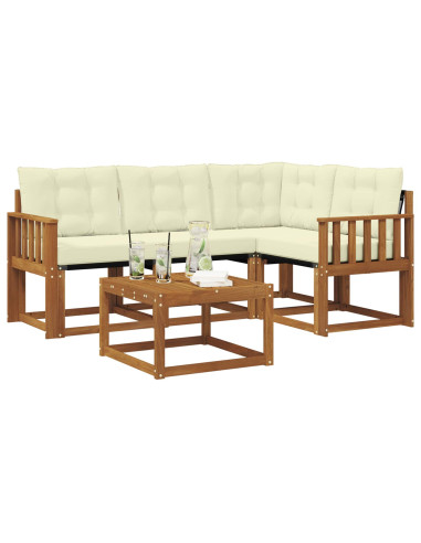 Set di divani con cuscino 5 pcs Naturale e Crema