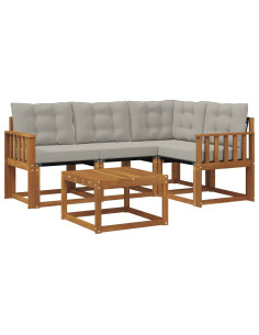 Set di divani con cuscino 5 pcs Grigio Naturale e Chiaro 2