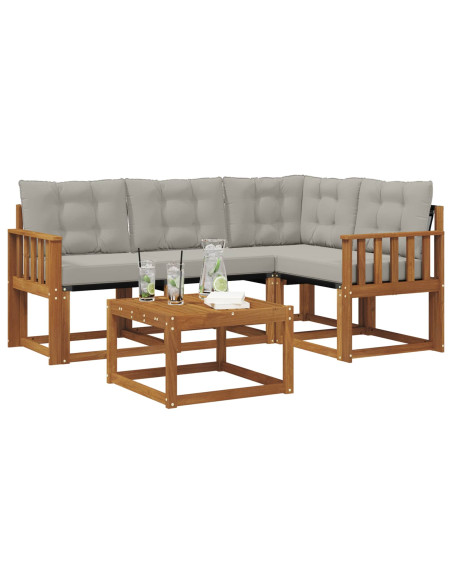 Set di divani con cuscino 5 pcs Grigio Naturale e Chiaro