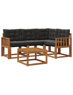 Set di divani con cuscino 5 pcs Naturale e Nero 2