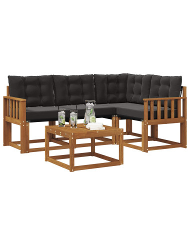 Set di divani con cuscino 5 pcs Naturale e Nero