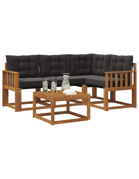 Set di divani con cuscino 5 pcs Naturale e Nero