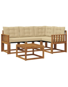 Set di divani con cuscino 5 pcs Naturale e Beige 2