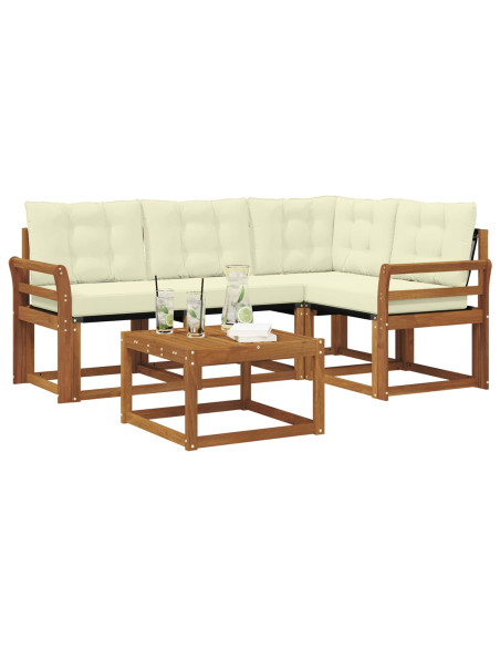 Set di divani con cuscino 5 pcs Naturale e Crema