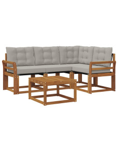 Set di divani con cuscino 5 pcs Grigio Naturale e Chiaro 2