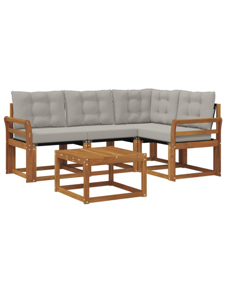 Set di divani con cuscino 5 pcs Grigio Naturale e Chiaro